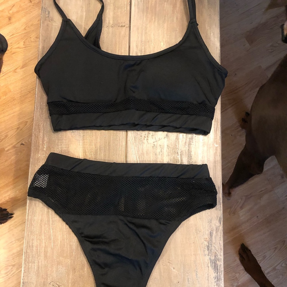 Brand new black high waisted thong bikini